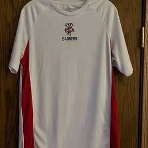 Men’s White and Red Badgers Shirt size Medium
